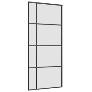 Skjutdörr med beslag svart 90x205 cm ESG-glas