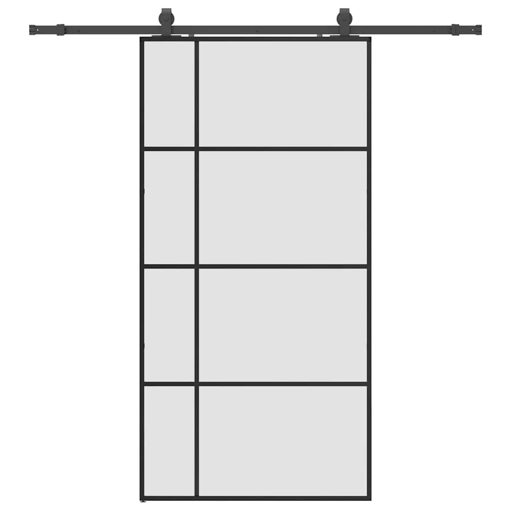 Skjutdörr med beslag svart 102,5x205 cm ESG-glas