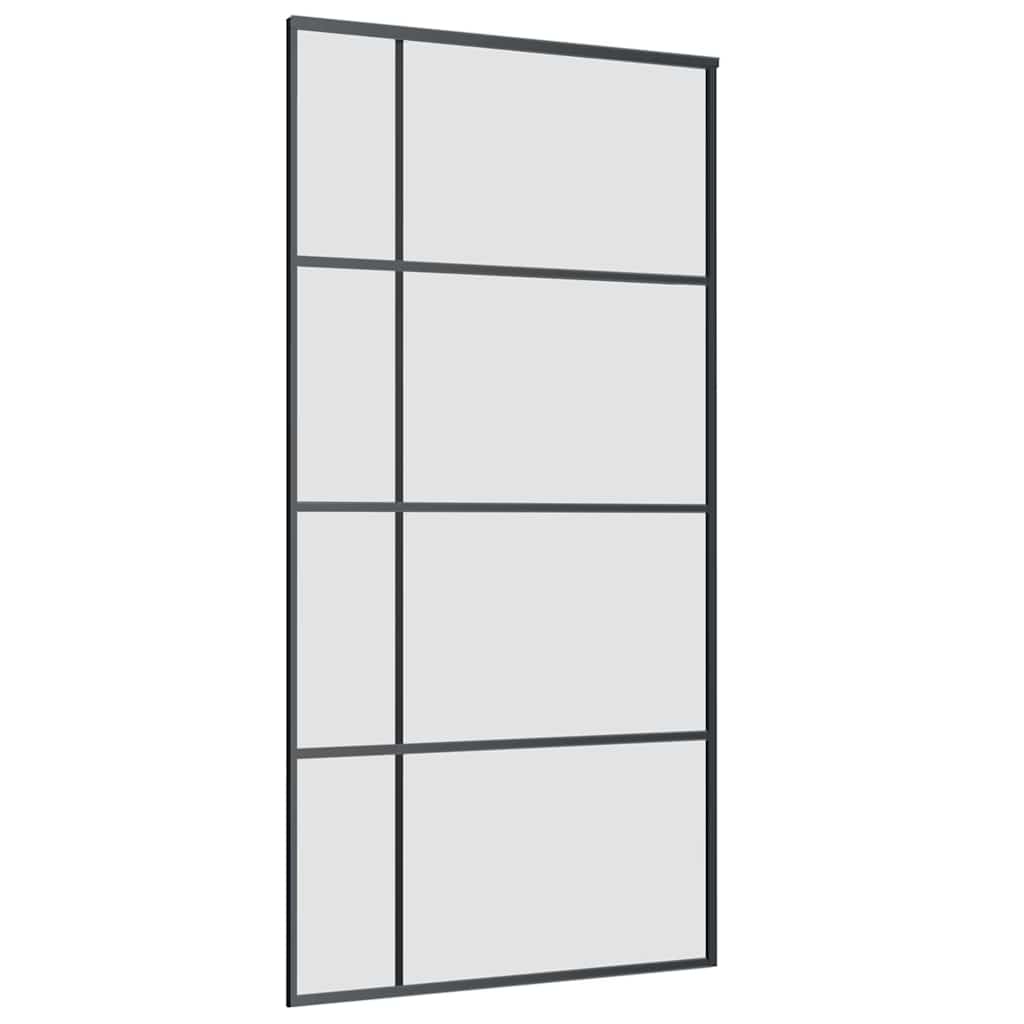 Skjutdörr med beslag svart 102,5x205 cm ESG-glas