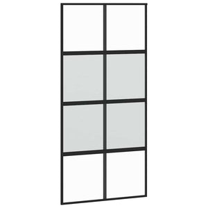 Skjutdörr med beslag svart 102,5x205 cm härdat glas