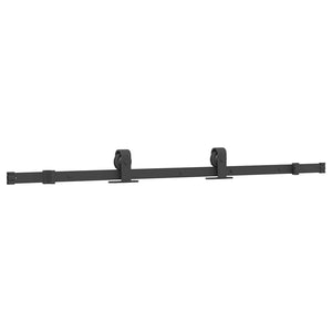 Skjutdörr med beslag svart 76x205 cm härdat glas