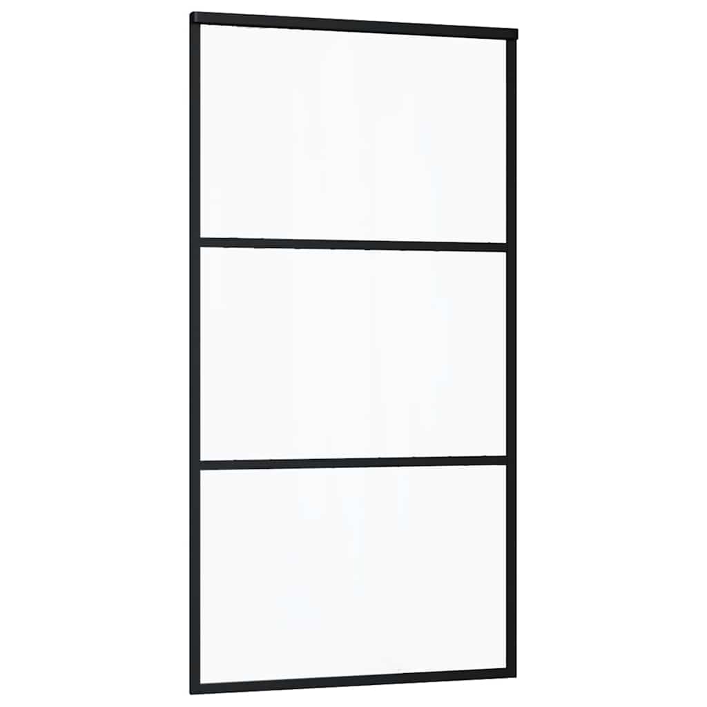 Skjutdörr med beslag svart 102x205 cm ESG-glas