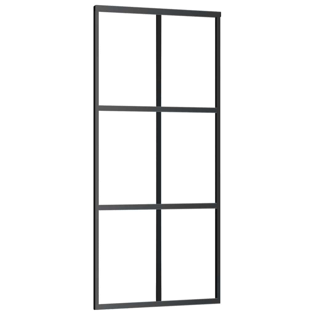 Skjutdörr med beslag svart 90x205 cm ESG-glas