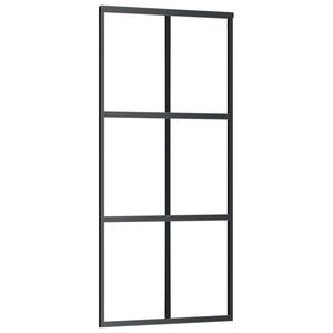 Skjutdörr med beslag svart 90x205 cm ESG-glas