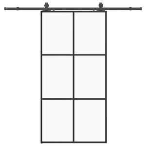 Skjutdörr med beslag svart 102x205 cm ESG-glas