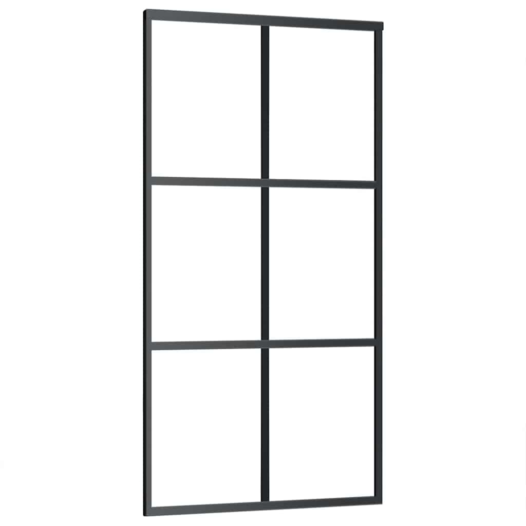 Skjutdörr med beslag svart 102x205 cm ESG-glas