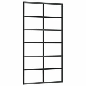 Skjutdörr med beslag svart 102x205 cm ESG-glas