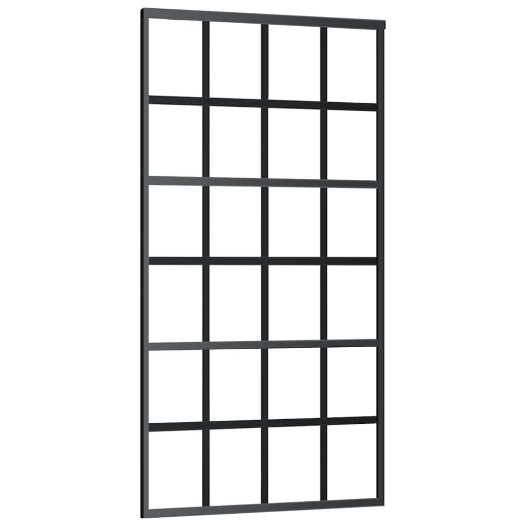 Skjutdörr med beslag svart 102x205 cm ESG-glas