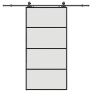 Skjutdörr med beslag svart 102,5x205 cm ESG-glas