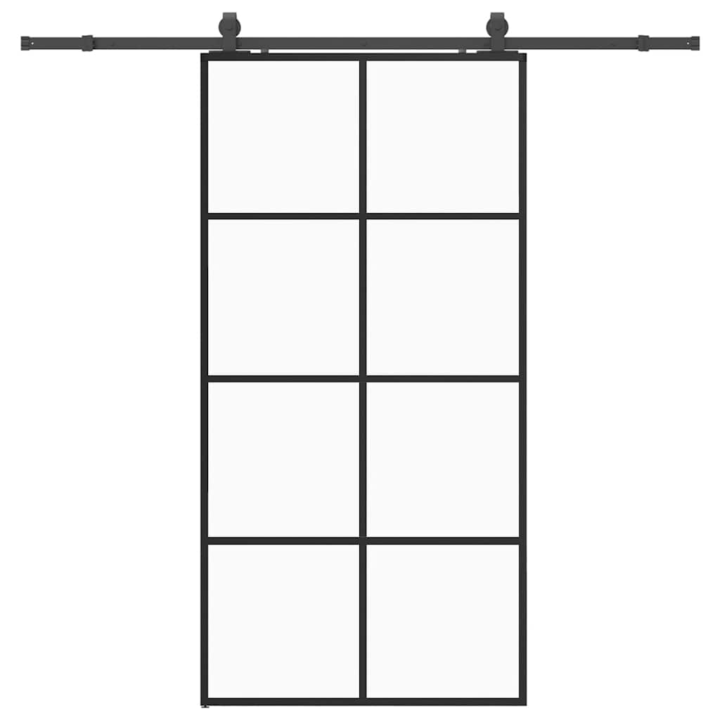 Skjutdörr med beslag svart 102,5x205 cm ESG-glas