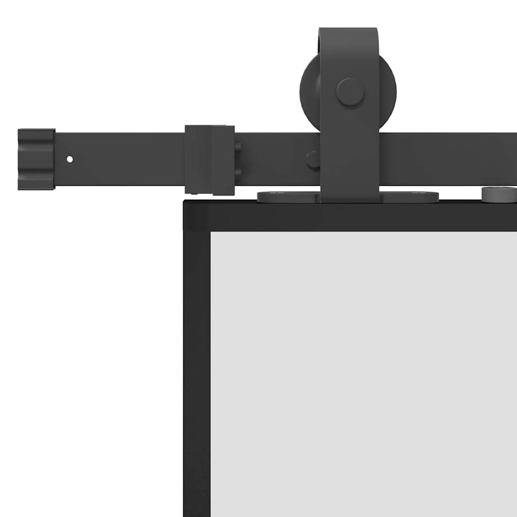 Skjutdörr med beslag svart 102,5x205 cm ESG-glas