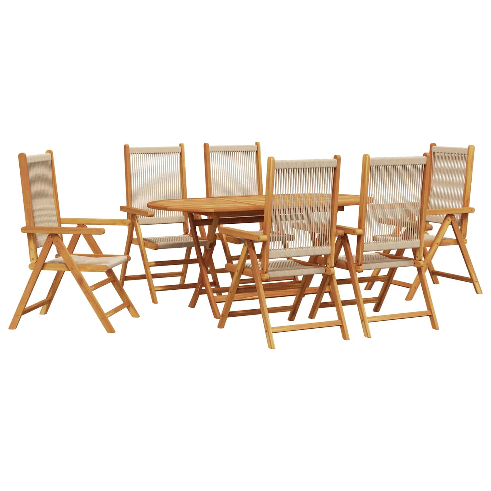 Trädgårdsmöbelset 7 pcs Beige Massivt Akaciaträ