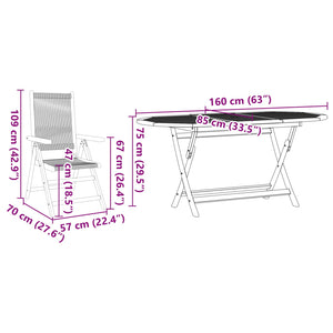 Trädgårdsmöbelset 7 pcs Beige Massivt Akaciaträ