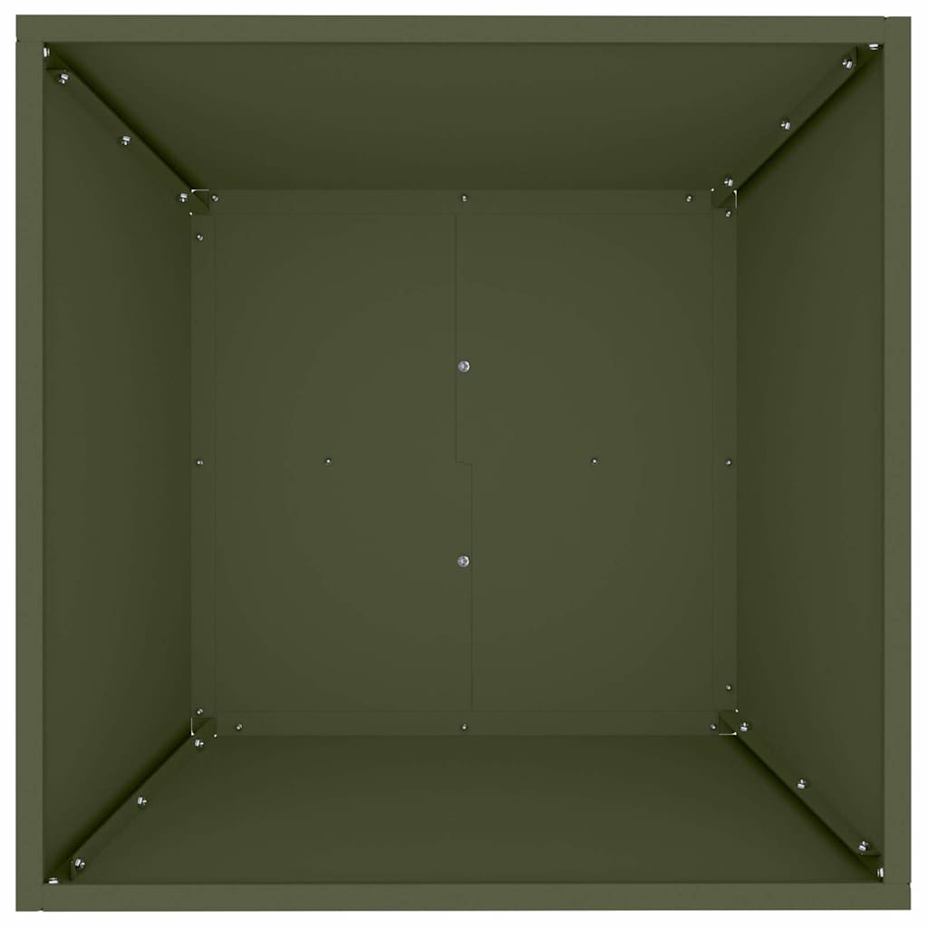 Trädgårdsplanterare Olivgrön 50 x 50 x 15 cm Kallvalsat stål