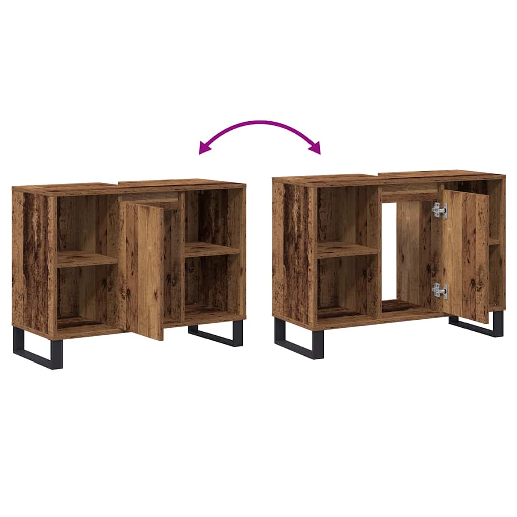 Badrumsskåp Gammalt trä 80 x 33 x 60 cm Konstruerat trä