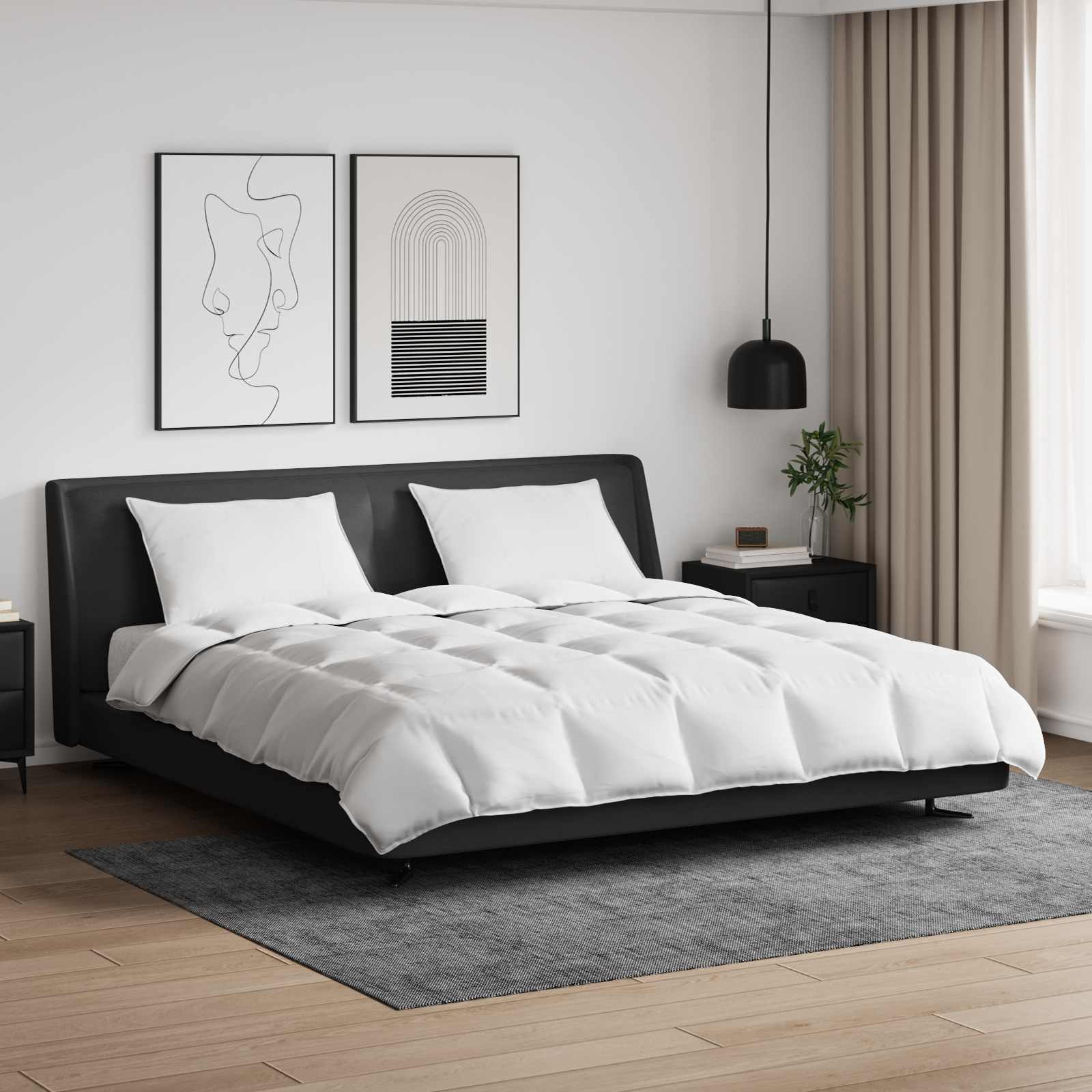 Täckeset med kudde 3 pcs Vit Dunfjäder