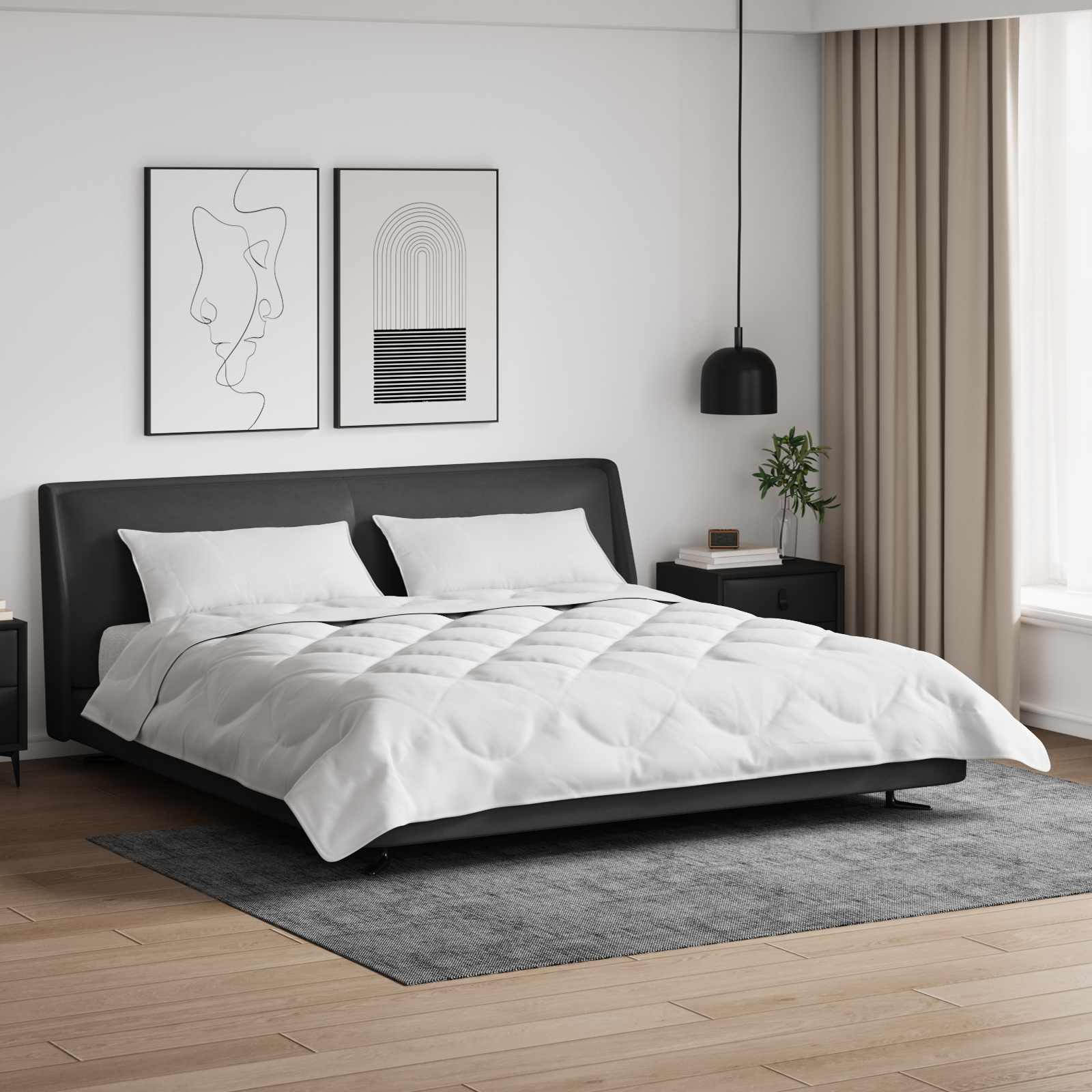 Duntäcke med kudde 3 pcs Vit Mikrofiber