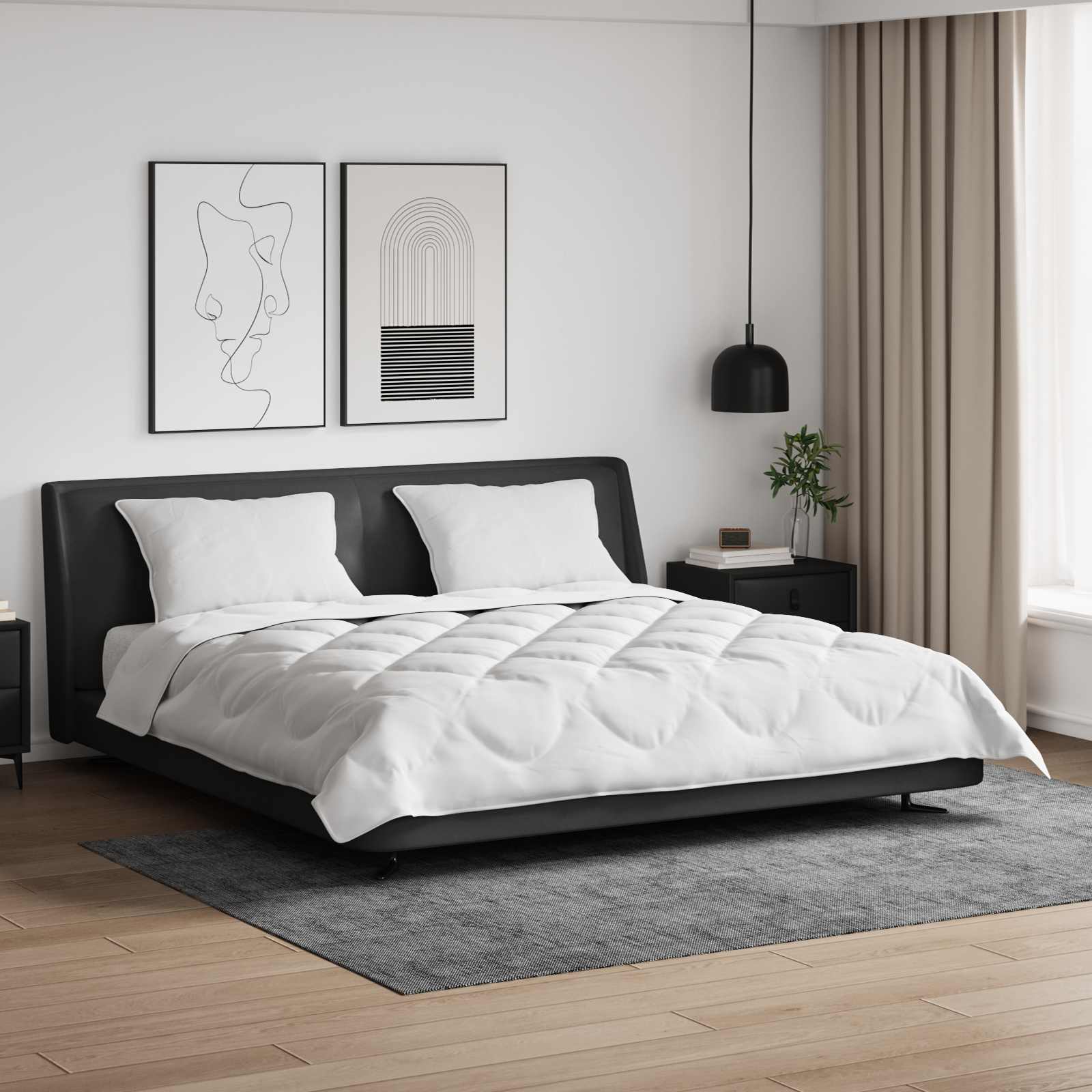 Duntäcke med kudde 3 pcs Vit Mikrofiber