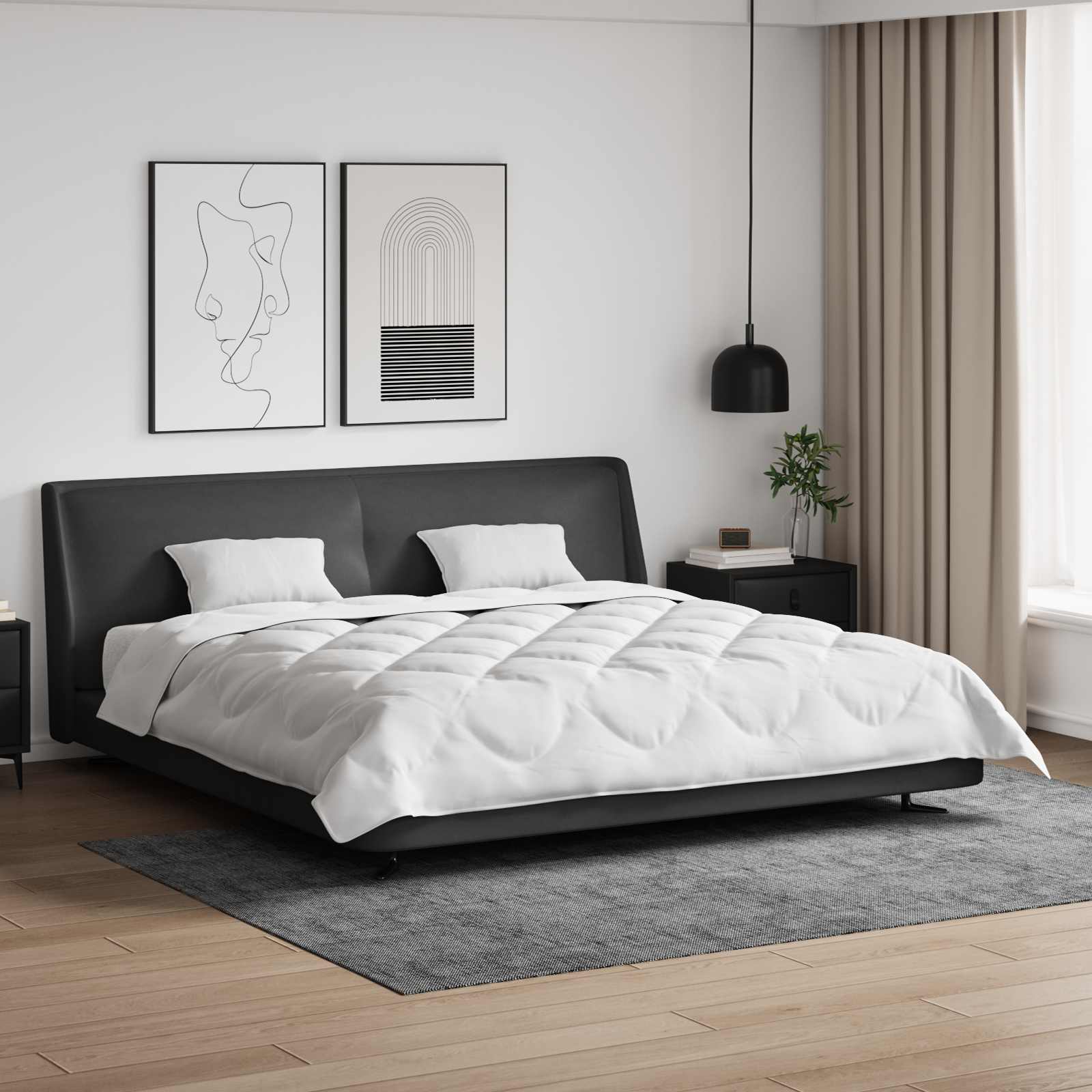 Duntäcke med kudde 3 pcs Vit Mikrofiber