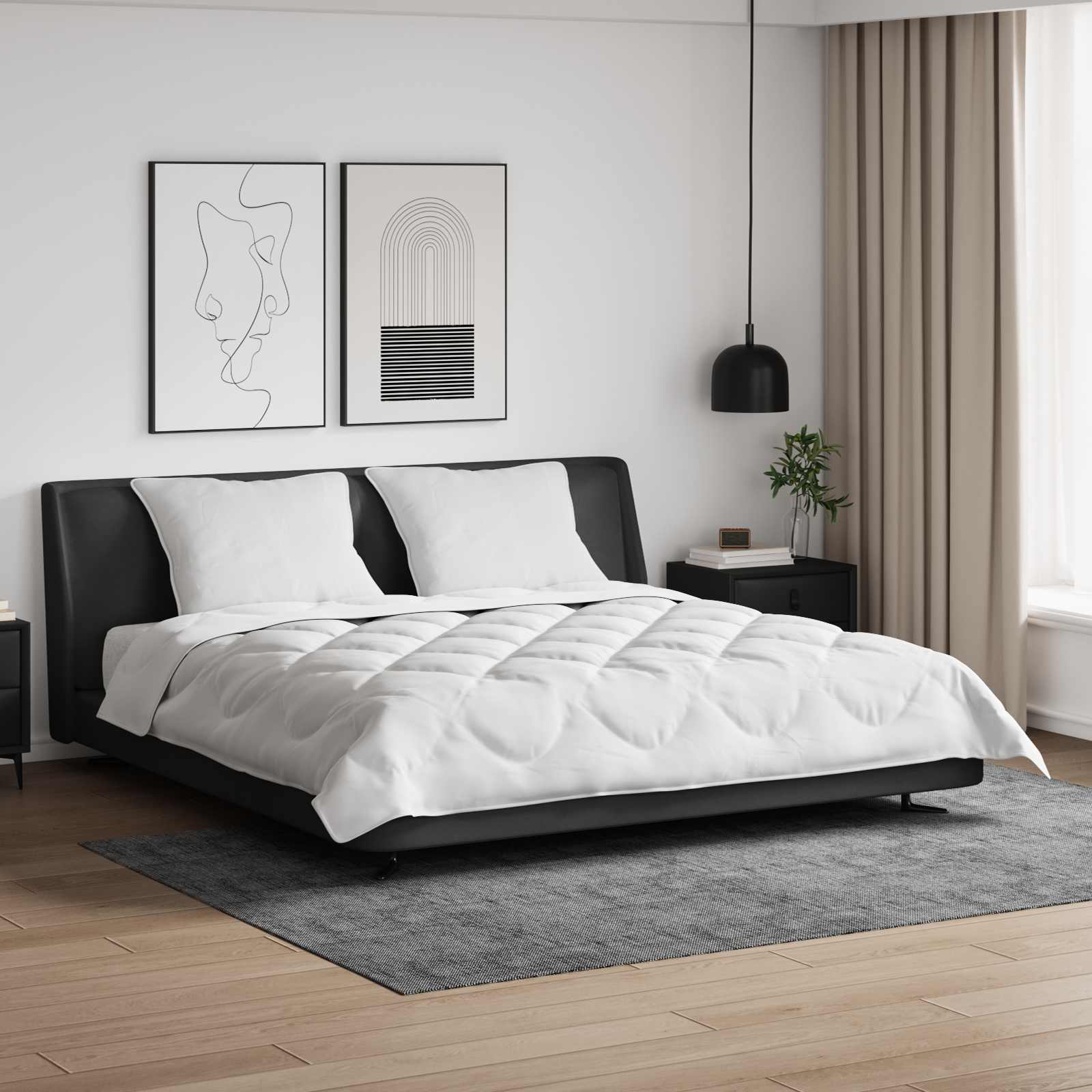 Duntäcke med kudde 3 pcs Vit Mikrofiber