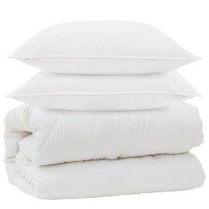 Duntäcke med Kuddar med kudde 3 pcs Vit Mikrofiber