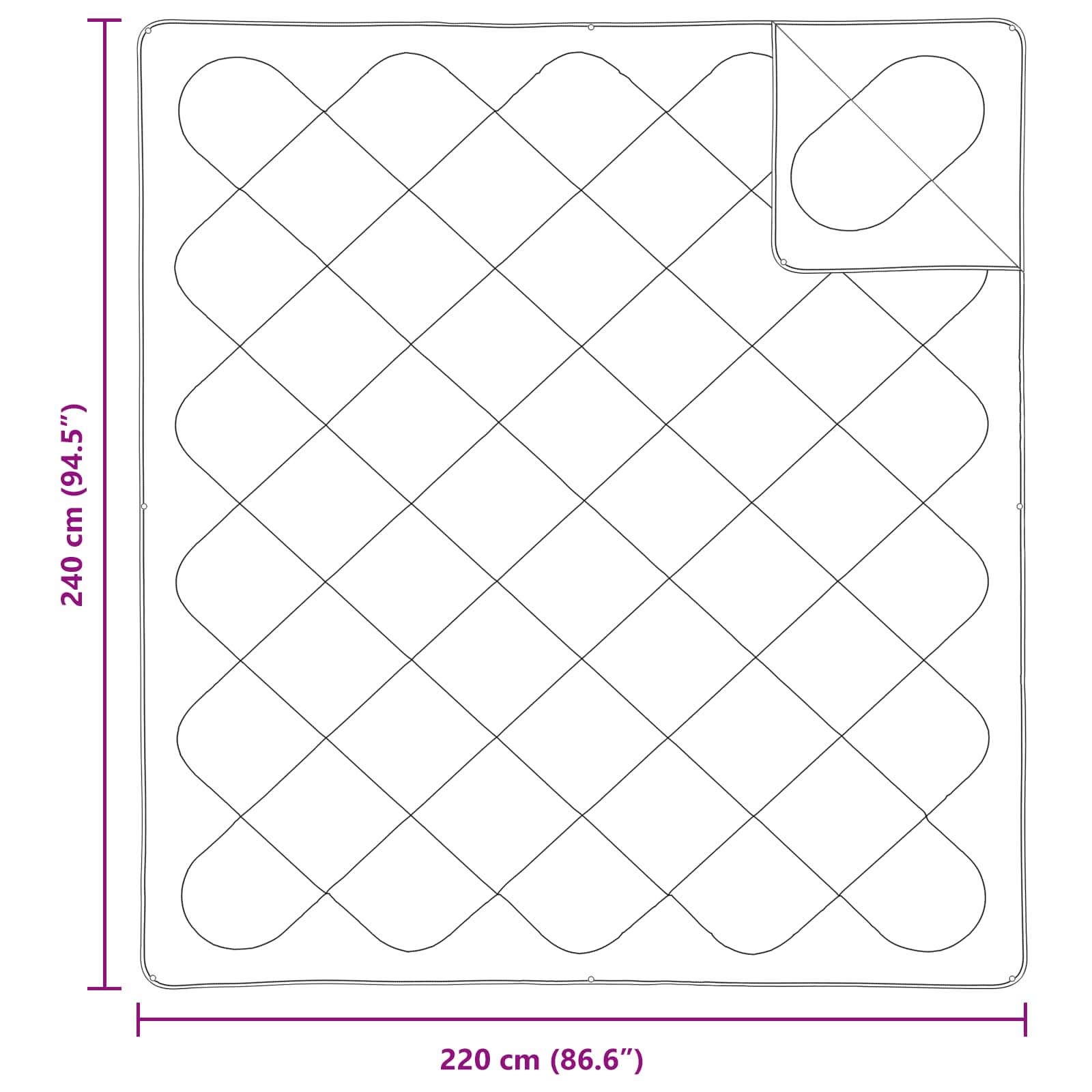 Duntäcke med Kuddar med kudde 3 pcs Vit Mikrofiber