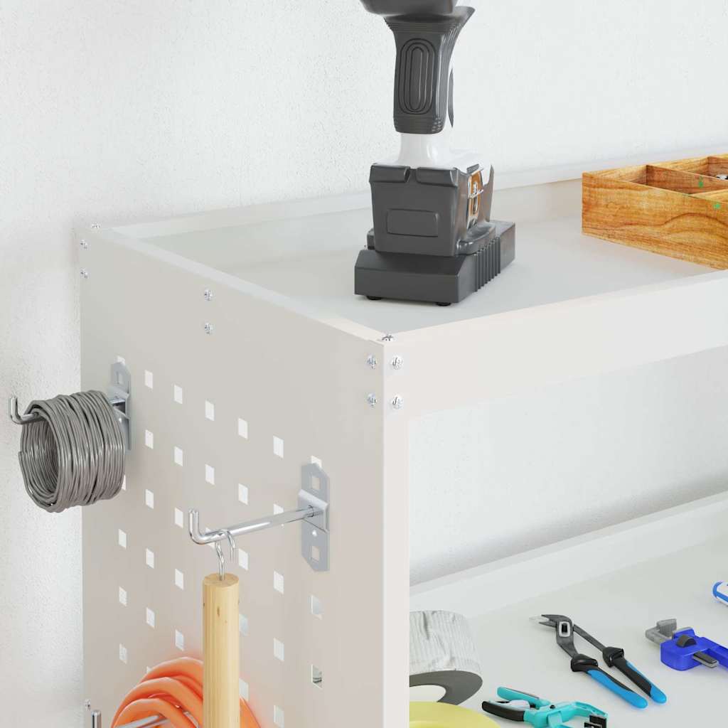 Verktygsvagn med hylla Vit 75 x 35 x 73 cm Kallvalsat stål