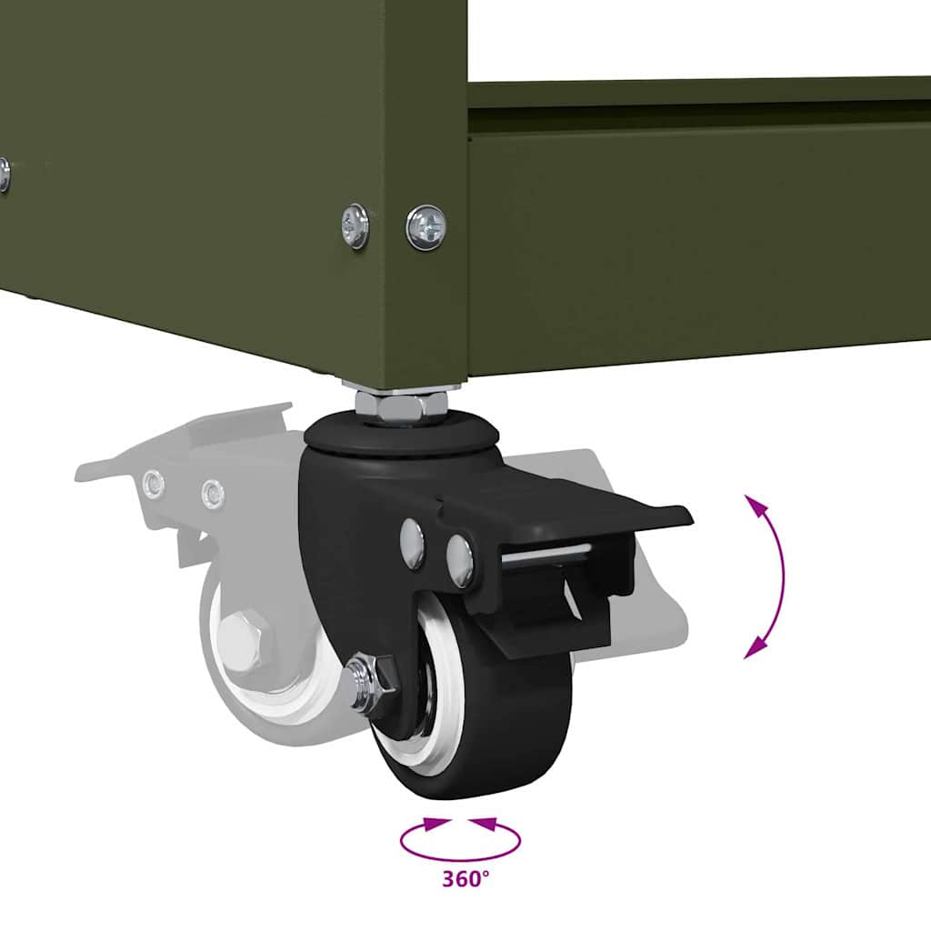 Verktygsvagn med hylla Olivgrön 75 x 35 x 73 cm Kallvalsat stål