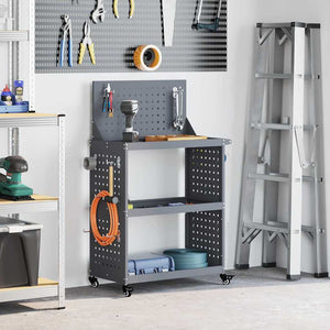 Verktygsvagn med hjul Antracit 65 x 35 x 111 cm Kallvalsat stål