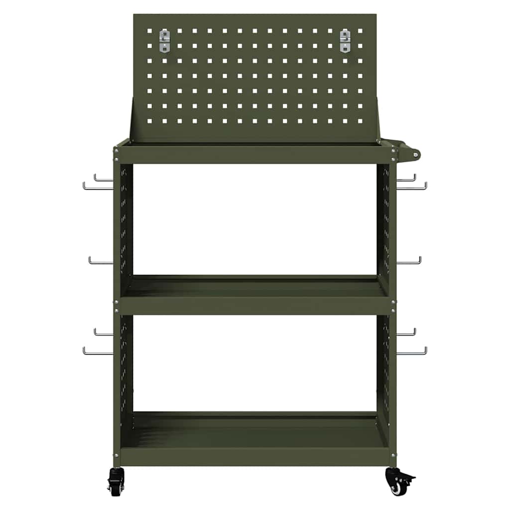 Verktygsvagn med hjul Olivgrön 65 x 35 x 111 cm Kallvalsat stål