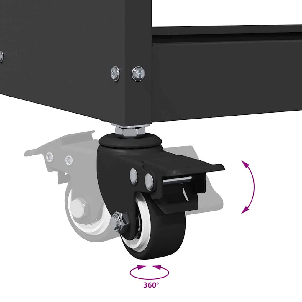 Verktygsvagn med hylla Svart 65 x 35 x 111 cm Kallvalsat stål