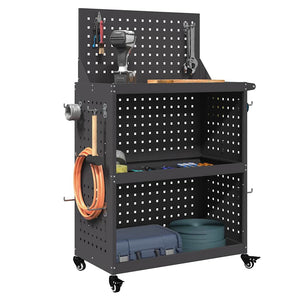 Verktygsvagn med hylla Svart 65 x 35 x 111 cm Kallvalsat stål