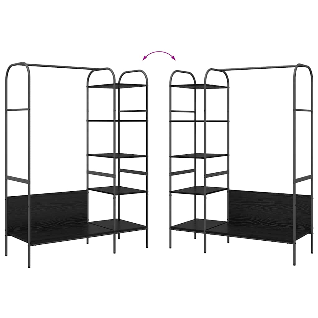 Klädhängare med hylla Svart 120 x 44 x 160 cm Konstruerat trä