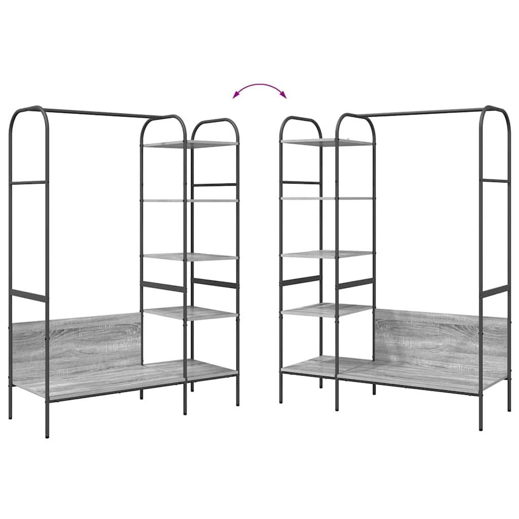 Klädhängare med hylla Grå 120 x 44 x 160 cm Konstruerat trä