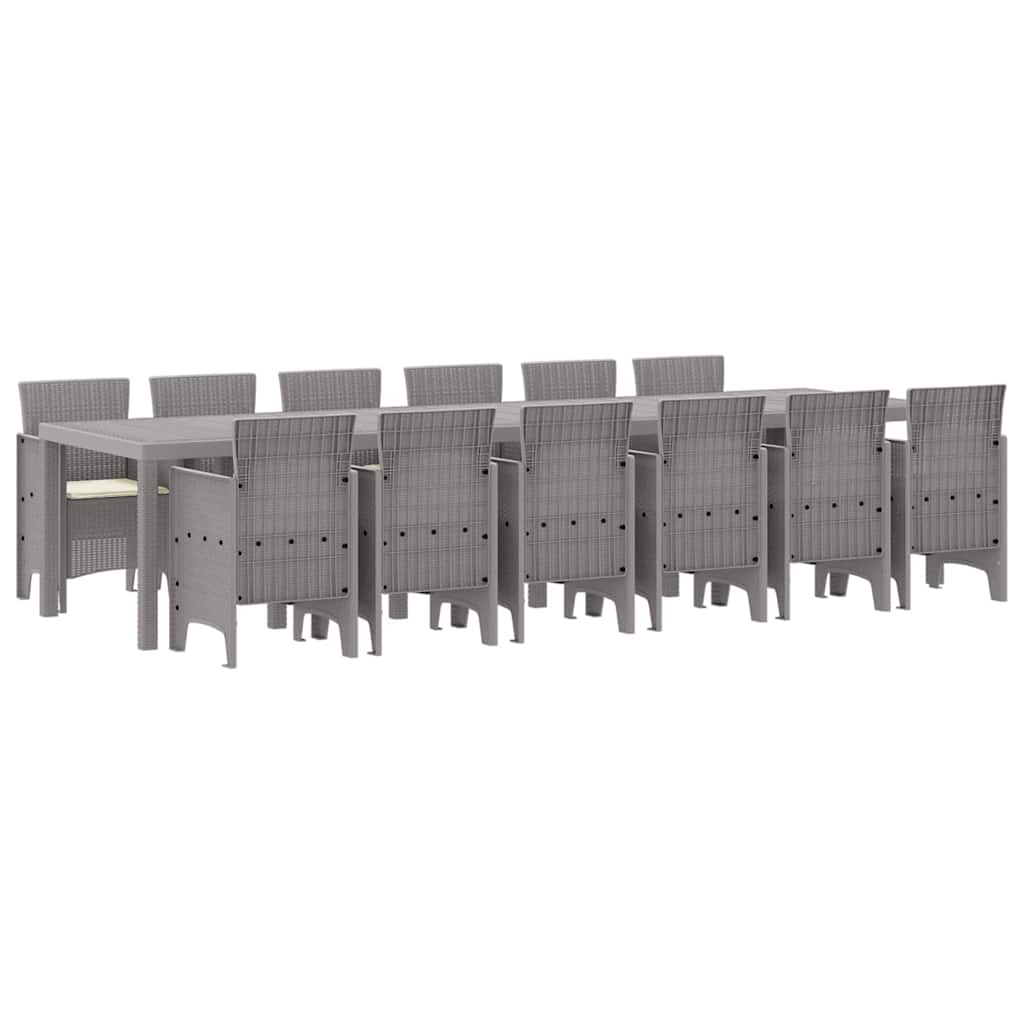 Trädgårdsmöbelset 13 pcs Ljusgrå Polt rotting
