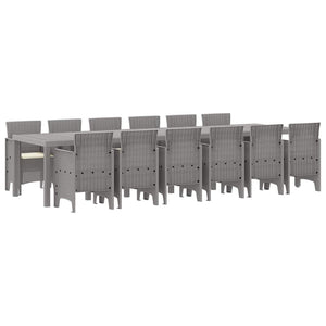 Trädgårdsmöbelset 13 pcs Ljusgrå Polt rotting
