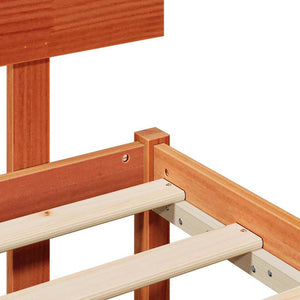 Sängram med huvudgavel Vaxbrun 120 x 190 cm Massiv furu