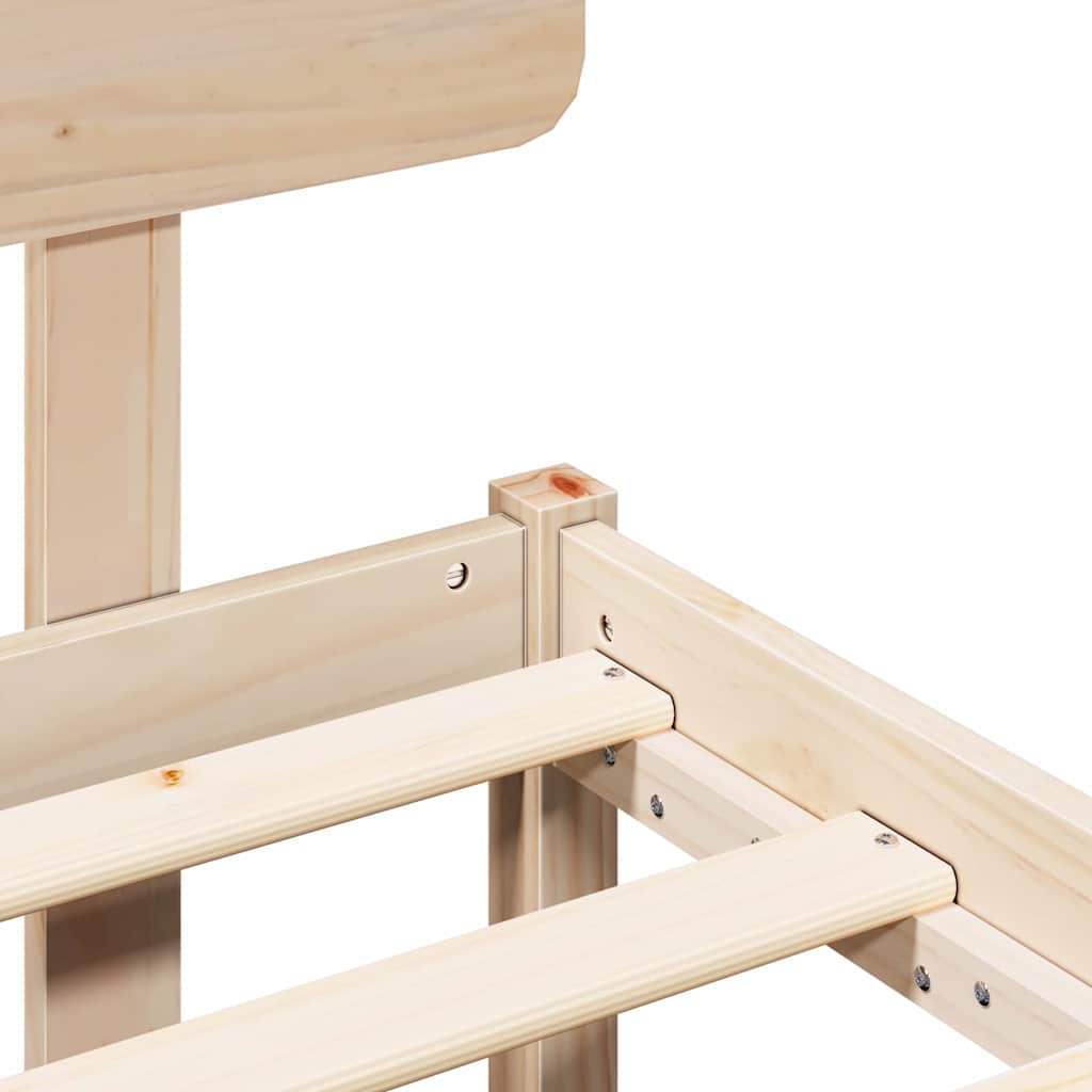 Sängram med huvudgavel Naturfärg 180 x 200 cm Massiv furu