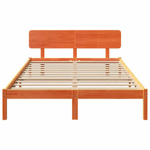 Sängram med huvudgavel Vaxbrun 160 x 200 cm Massiv furu