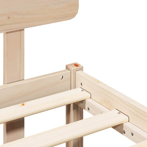 Sängram med huvudgavel Naturfärg 135 x 190 cm Massiv furu