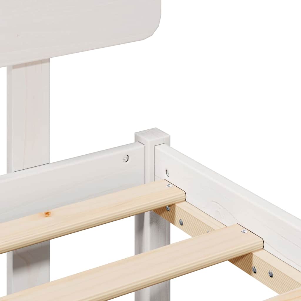 Sängram med huvudgavel Vit 120 x 190 cm Massiv furu