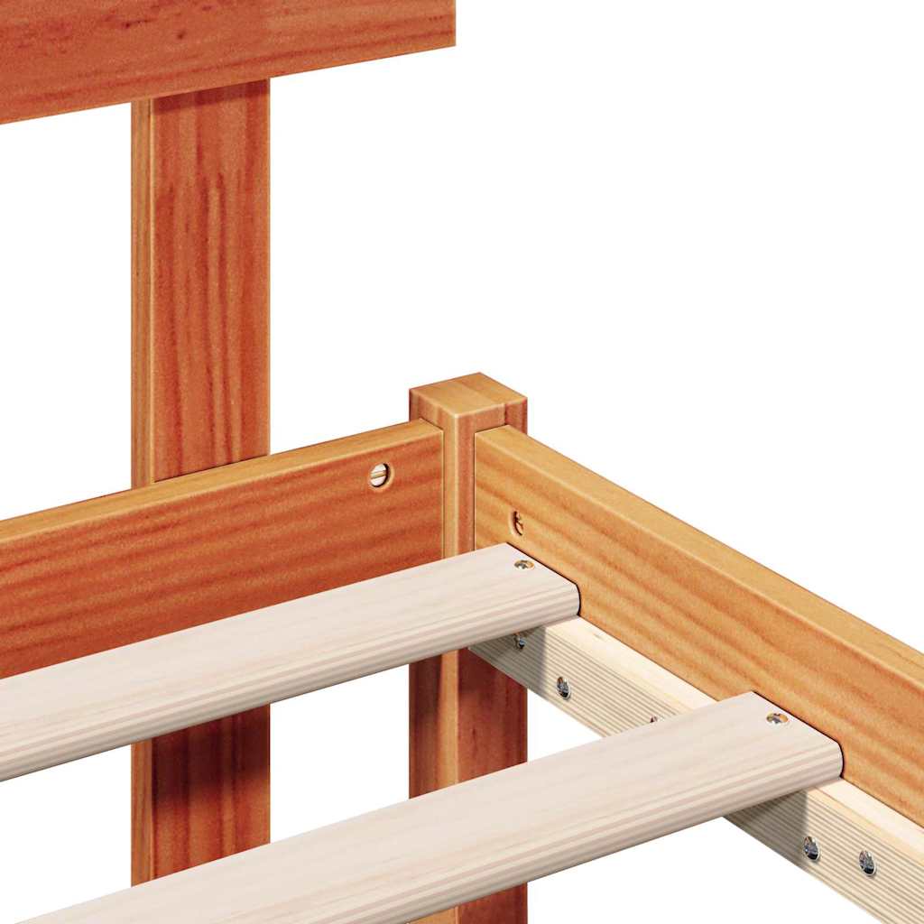 Sängram med huvudgavel Brun 100 x 200 cm Massivt tallträ