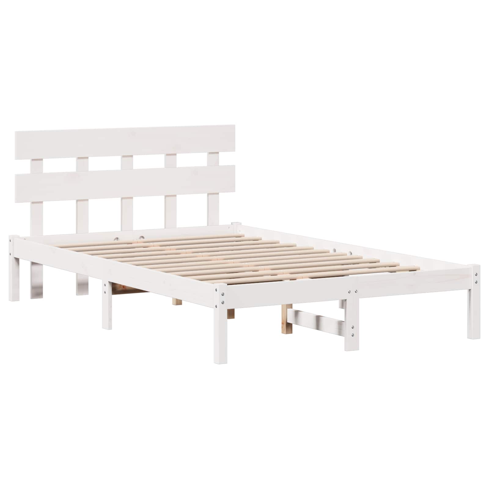 Sängram med huvudgavel Vit 120 x 200 cm Massivt tallträ