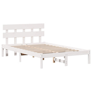 Sängram med huvudgavel Vit 120 x 200 cm Massivt tallträ