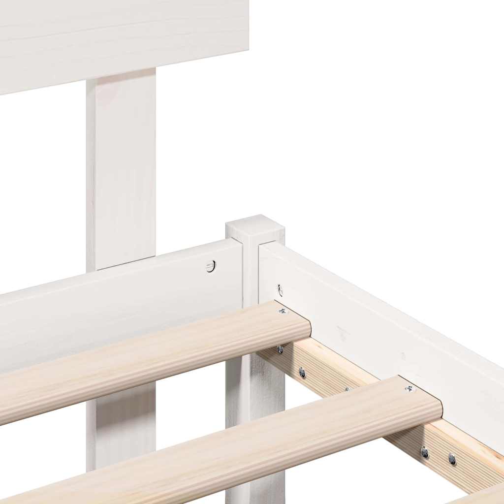 Sängram med huvudgavel Vit 120 x 190 cm Massivt tallträ