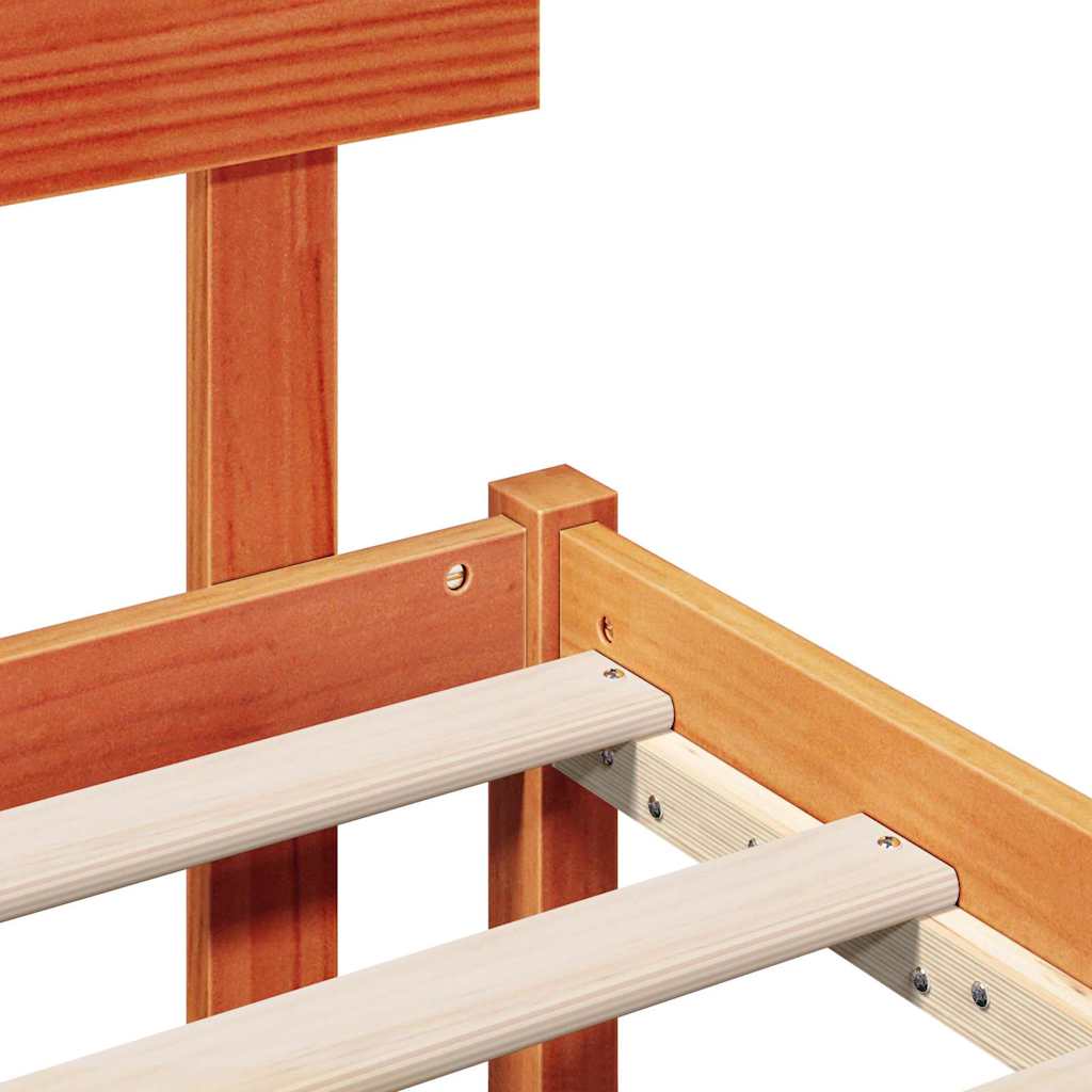 Sängram med huvudgavel Brun 140 x 190 cm Massivt tallträ