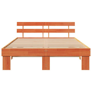 Sängram med huvudgavel Vaxbrun 150 x 200 cm Massiv furu