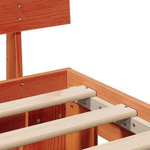 Sängram med huvudgavel med låda Vaxbrun 90 x 200 cm Massiv furu