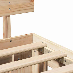 Sängram med huvudgavel Naturfärg 75 x 190 cm Massiv furu