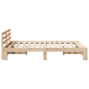 Sängram med huvudgavel Naturfärg 120 x 190 cm Massiv furu